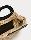 Straw Ring Detail Basket Tote
