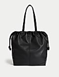 Leather Drawstring Tote Bag