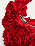 Fabric Floral Ruffle Grab Bag