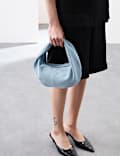 Suede Top Handle Grab Bag