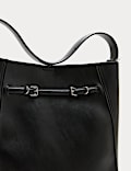 Faux Leather Buckle Tote Bag