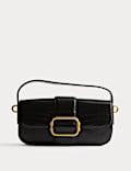 Faux Leather Croc Effect Baguette Bag