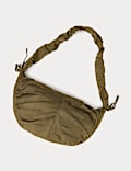 Nylon Ruched Sling Shoulder Bag