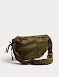 Nylon Ruched Sling Shoulder Bag