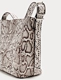 Faux Leather Snakeskin Print Mini Bucket Bag