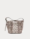 Faux Leather Snakeskin Print Mini Bucket Bag