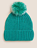 Knitted Faux Fur Pom Hat