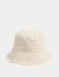 Cotton Rich Frayed Edge Bucket Hat