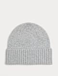 Pure Cashmere Knitted Turn Up Beanie Hat