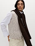 Ribbed Knit Hooded Scarf with Wool