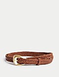 Leather Woven Feature Buckle Skinny Jeans Belt
