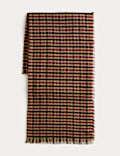 Woven Checked Fringed Scarf