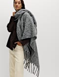 Foulard croisé brossé à franges avec laine