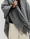 Foulard croisé brossé à franges avec laine