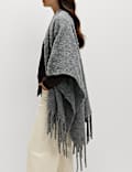 Brushed Fringed Wrap Scarf with Wool