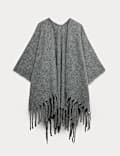 Foulard croisé brossé à franges avec laine