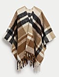 Brushed Checked Poncho