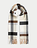 Woven Checked Tassel Scarf