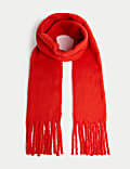 Foulard brossé à motif de couleur unie et pampilles