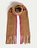 Brushed Colour Block Tassel Scarf