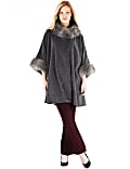 Faux Fur Collar Fleece Wrap