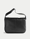 Leather Zip Slouchy Shoulder Bag