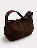 Suede Zip Slouchy Shoulder Bag