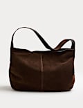 Suede Zip Slouchy Shoulder Bag