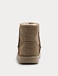 Suede Faux Fur Lined Slipper Boots