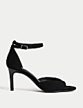 Suede Ankle Strap Stiletto Heel Sandals
