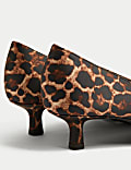 Animal Print Kitten Heel Pointed Court Shoes