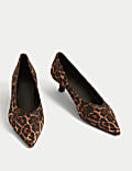 Animal Print Kitten Heel Pointed Court Shoes