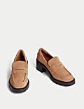 Suede Block Heel Loafers