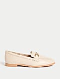 Leather Trim Square Toe Loafers