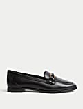 Leather Trim Square Toe Loafers