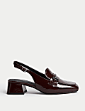 Patent Leather Block Heel Slingback Shoes