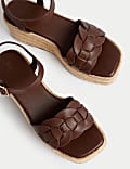 Buckle Woven Flatform Espadrilles