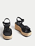 Buckle Woven Flatform Espadrilles