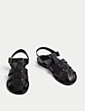 Leather Buckle Ankle Strap Flat Sandal