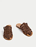Suede Buckle Flat Mules