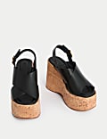 Leather Crossover Ankle Strap Wedge Sandals