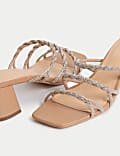 Sparkle Strappy Block Heel Mule Sandals