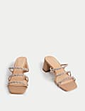 Sparkle Strappy Block Heel Mule Sandals