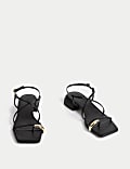 Ring Detail Ankle Strap Block Heel Sandals