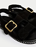 Suede Buckle Footbed Sandals