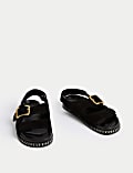 Suede Buckle Footbed Sandals