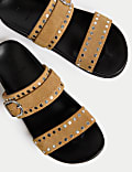 Suede Studded Strappy Footbed Sandals