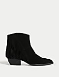 Suede Cowboy Block Heel Pointed Boots