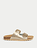 Leather Buckle Footbed Mules