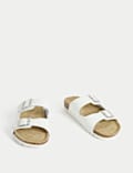 Leather Buckle Footbed Mules